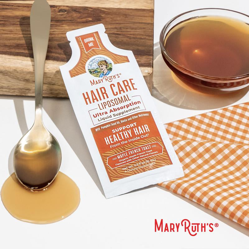 Maryruth'S Hair Care Liposomal - Hair Growth Vitamins - Vitamin D3, Vitamin E, Biotin, Hyaluronic Acid, & Selenium - Vegan - Haircare - 14 Pouches