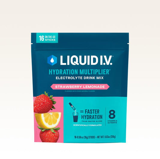 Liquid I.V. Hydration Multiplier - Strawberry Lemonade - Hydration Powder Packets | Electrolyte Powder Drink Mix | Convenient Single-Serving Sticks | 8 Vitamins & Nutrients | 1 Pack (16 Servings)