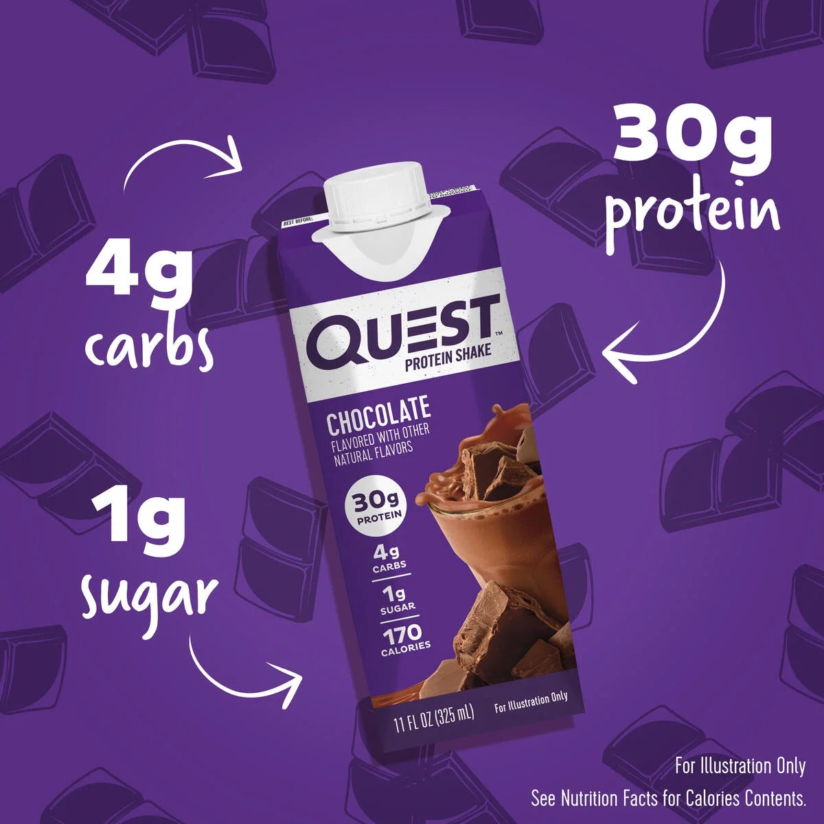 Quest Protein Shake, Chocolate, 30G Protein, 12 Ct