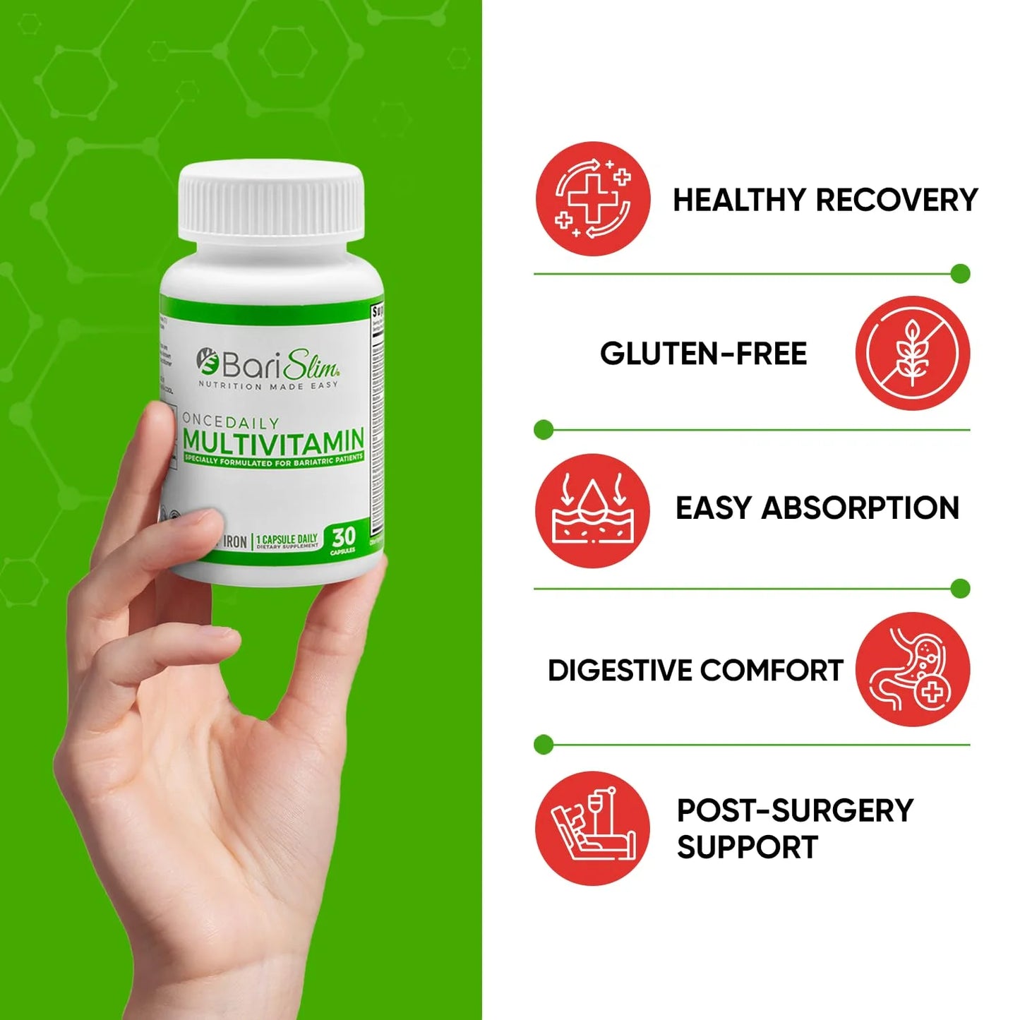 Once Daily Multivitamin Capsule for Bariatric Patients, Unisex, Adults | 30 Capsules