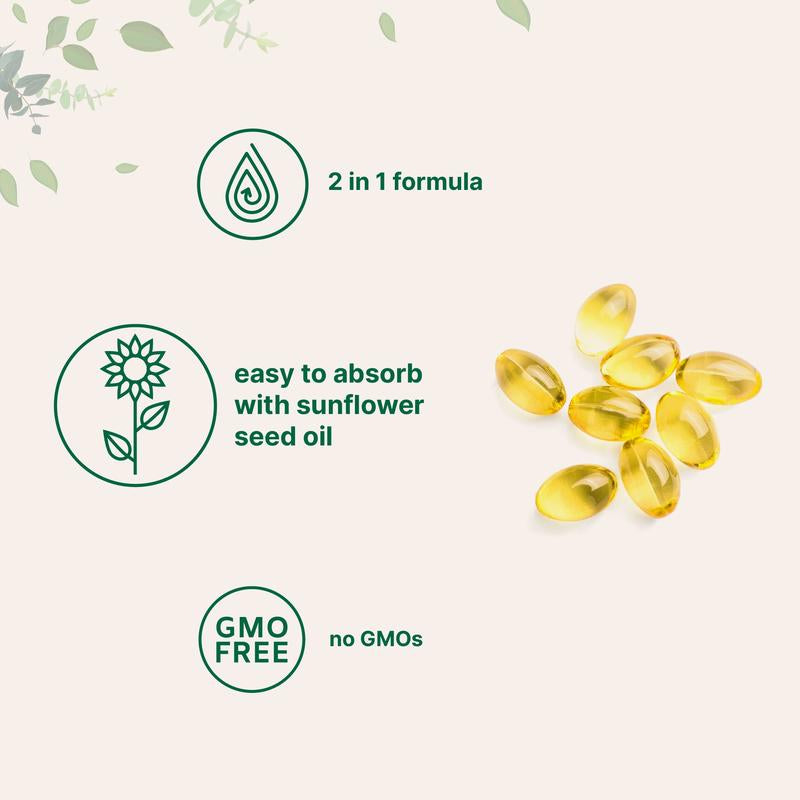 Micro Ingredients Vitamin D3 K2 5000IU, 300 Softgels | Infused with Sunflower Seed Oil, Vitamin K2 MK7 + Vitamin D Supplement, Non-Gmo, No Gluten