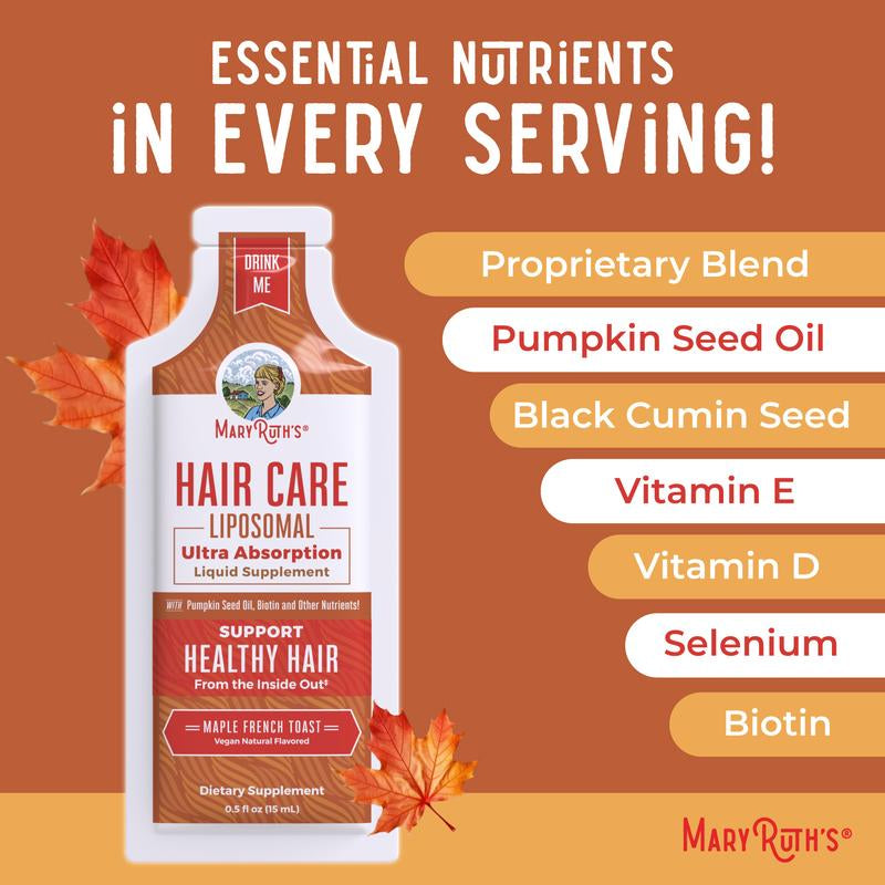 Maryruth'S Hair Care Liposomal - Hair Growth Vitamins - Vitamin D3, Vitamin E, Biotin, Hyaluronic Acid, & Selenium - Vegan - Haircare - 14 Pouches