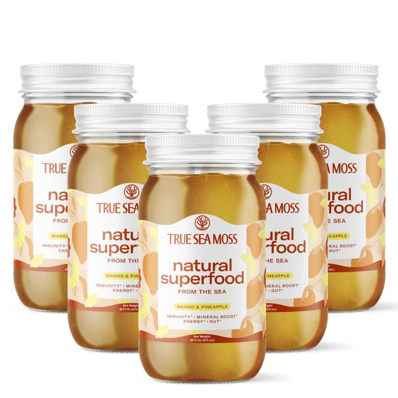 Trueseamoss Mango-Pineapple Irish Sea Moss Gel – Rich in Minerals & Vitamins – Supports Immune, Improves Digestion, Boost Energy, Skin & Hair Health - Made in USA