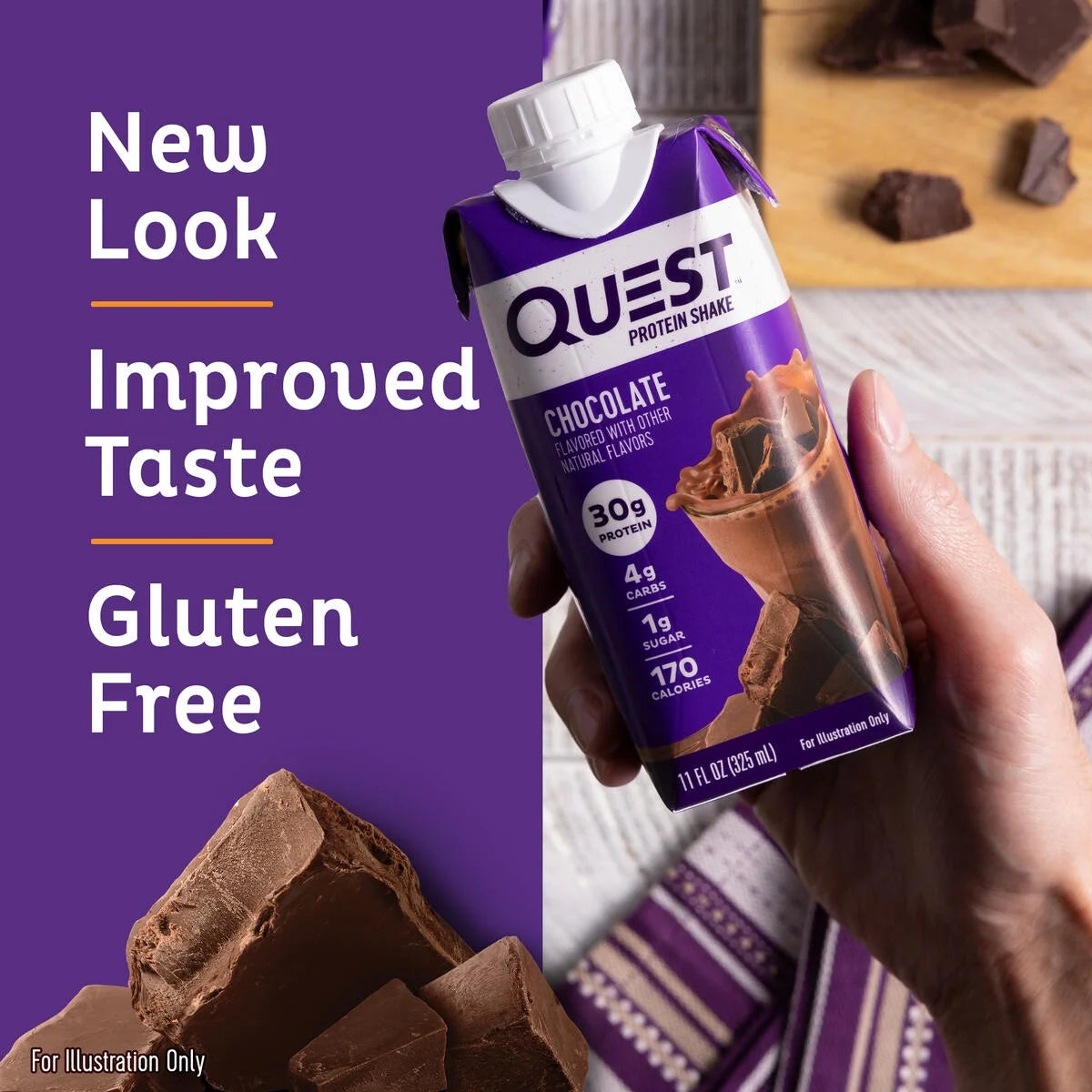 Quest Protein Shake, Chocolate, 30G Protein, 12 Ct