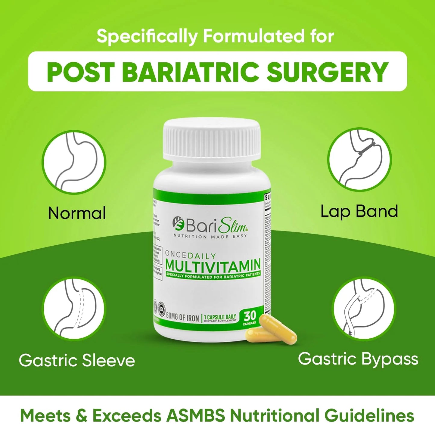 Once Daily Multivitamin Capsule for Bariatric Patients, Unisex, Adults | 30 Capsules