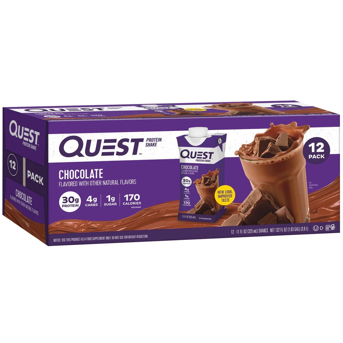 Quest Protein Shake, Chocolate, 30G Protein, 12 Ct