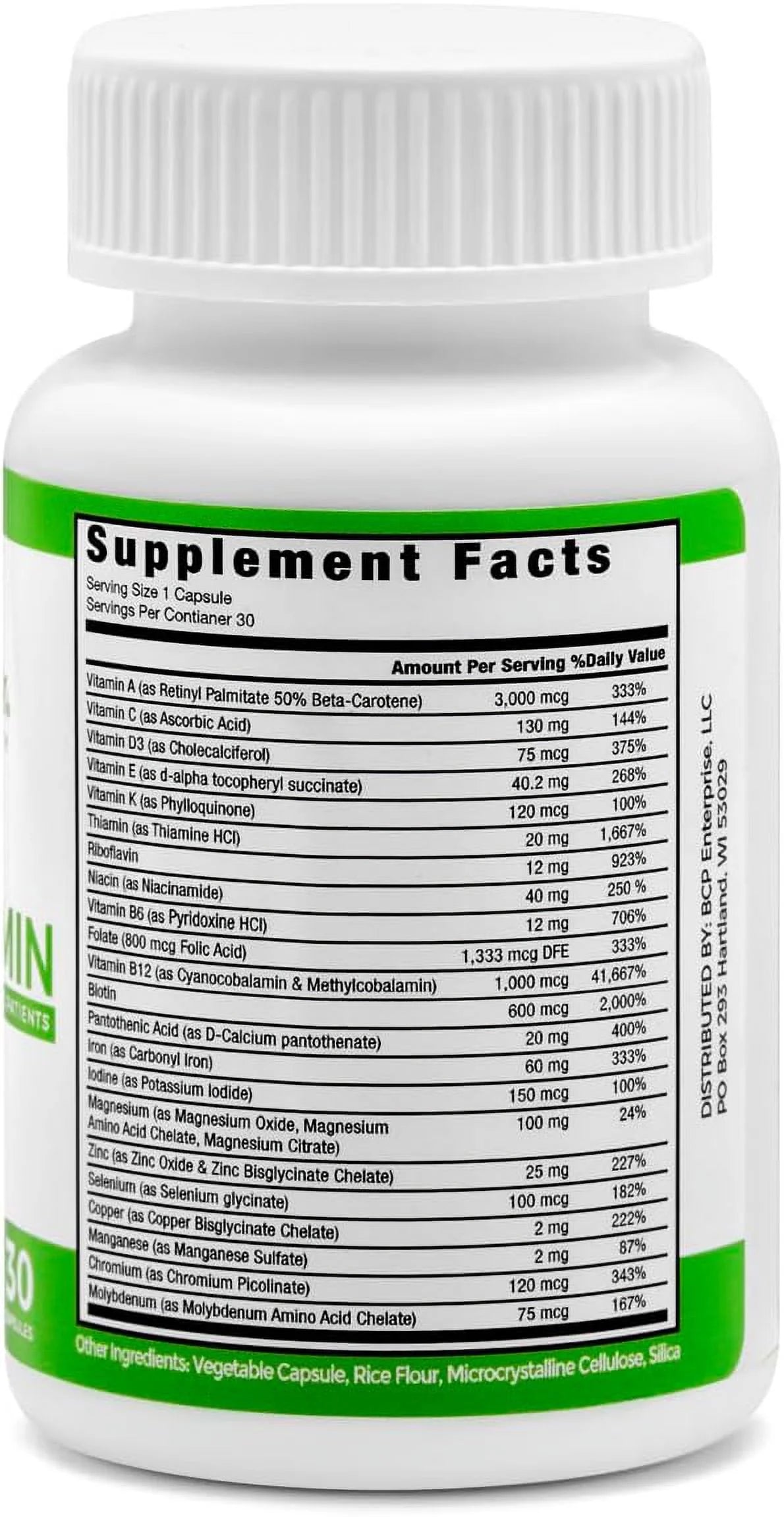 Once Daily Multivitamin Capsule for Bariatric Patients, Unisex, Adults | 30 Capsules