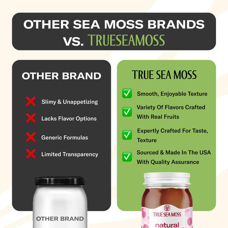 [LIMITED] Trueseamoss Cherry Irish Sea Moss Gel – Rich in Minerals & Vitamins – Supports Immune, Improves Digestion, Boost Energy, Skin & Hair Health - Made in USA
