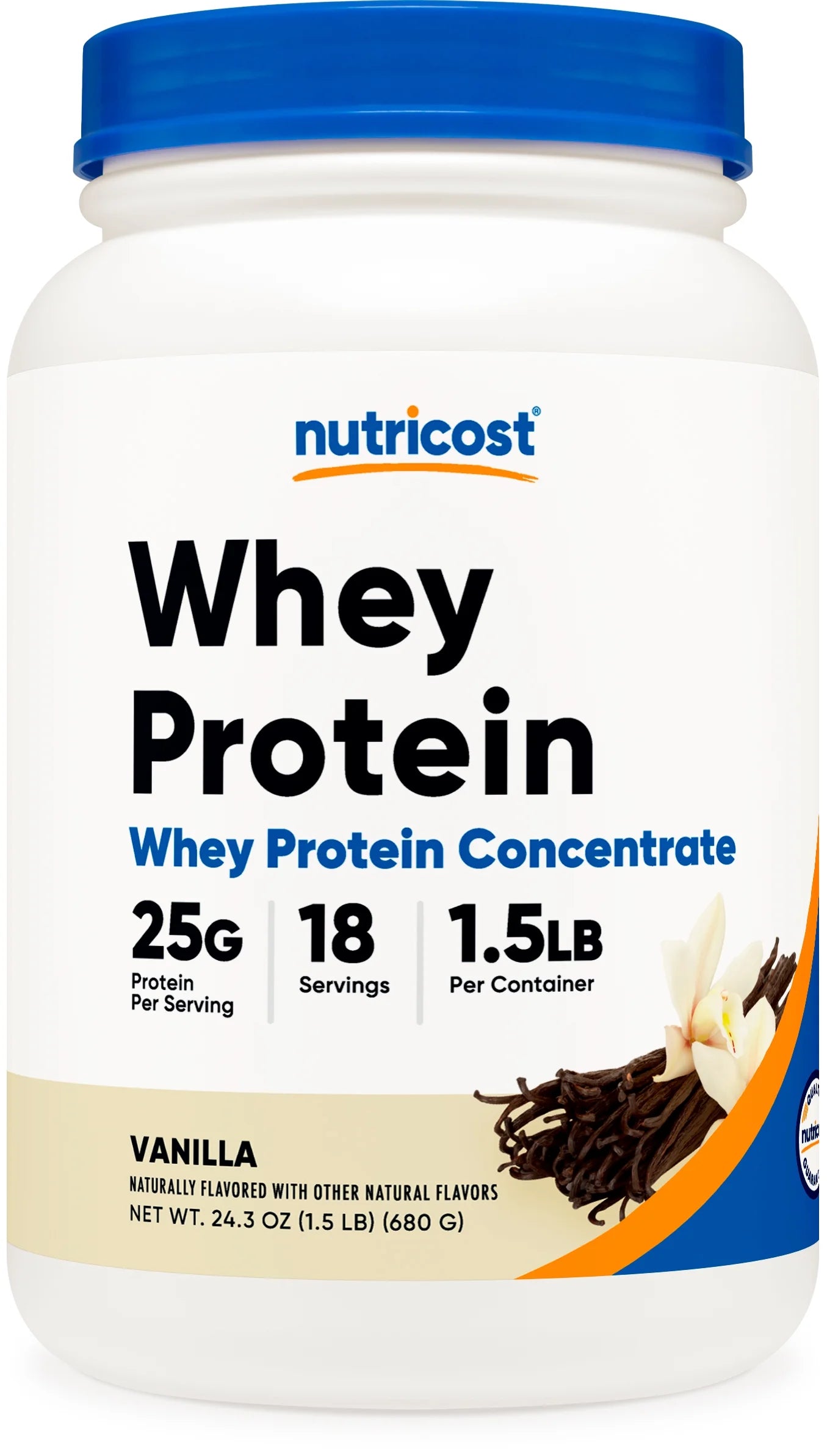 Whey Protein Concentrate (1.5 Pounds, Vanilla) - 25 Grams of Protein Powder per Serving