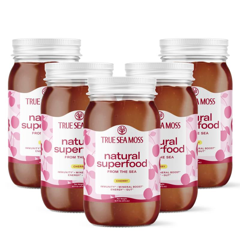 [LIMITED] Trueseamoss Cherry Irish Sea Moss Gel – Rich in Minerals & Vitamins – Supports Immune, Improves Digestion, Boost Energy, Skin & Hair Health - Made in USA