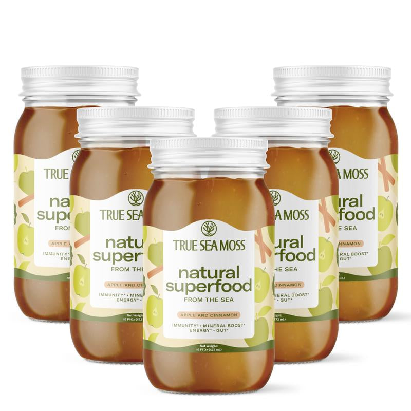 Trueseamoss Apple/Cinnamon Irish Sea Moss Gel – Rich in Minerals & Vitamins – Supports Immune, Improves Digestion, Boost Energy, Skin & Hair Health - Made in USA