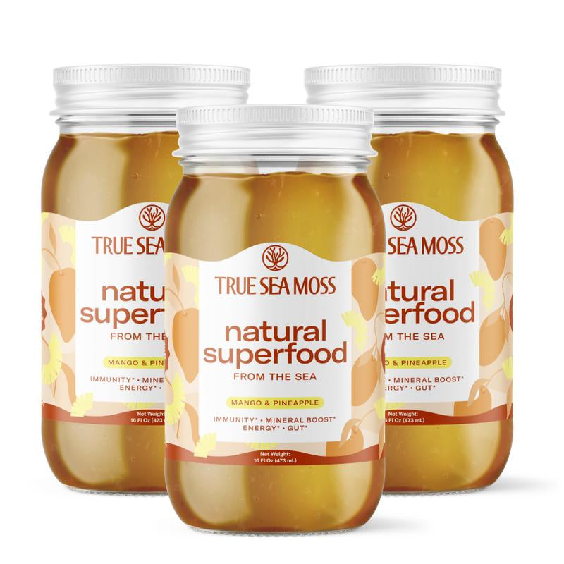 Trueseamoss Mango-Pineapple Irish Sea Moss Gel – Rich in Minerals & Vitamins – Supports Immune, Improves Digestion, Boost Energy, Skin & Hair Health - Made in USA