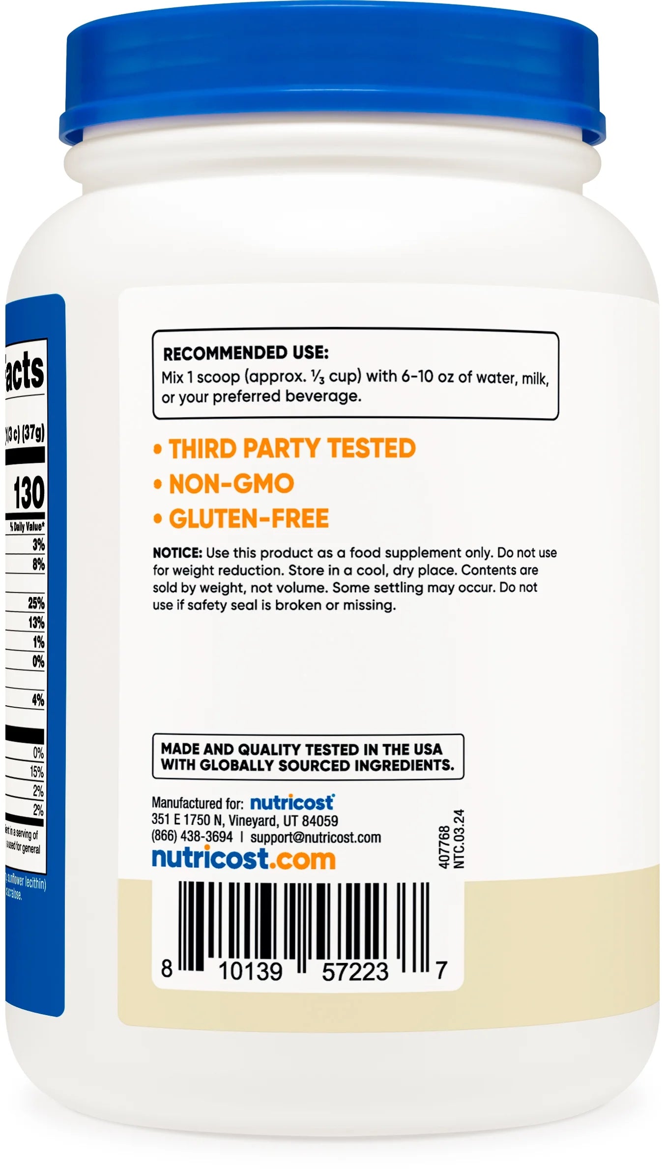 Whey Protein Concentrate (1.5 Pounds, Vanilla) - 25 Grams of Protein Powder per Serving