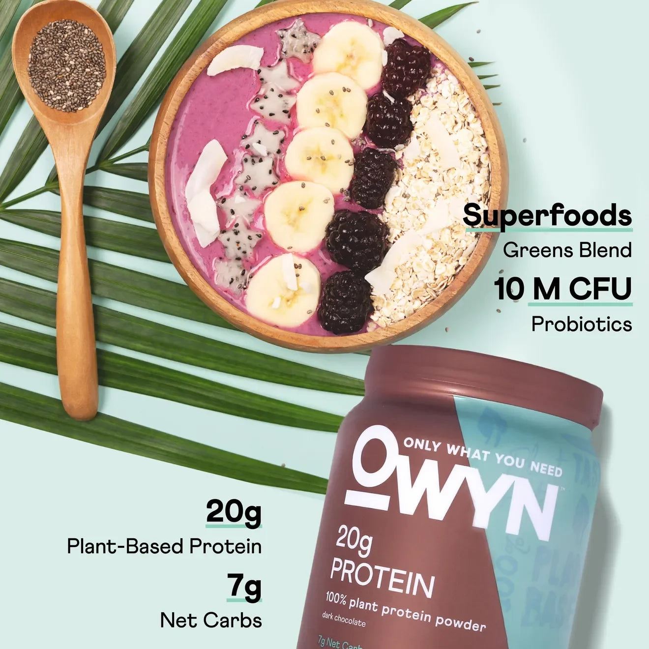 Plant Based Protein Powder, 20G Protein, Dark Chocolate, 1.1 Lbs
