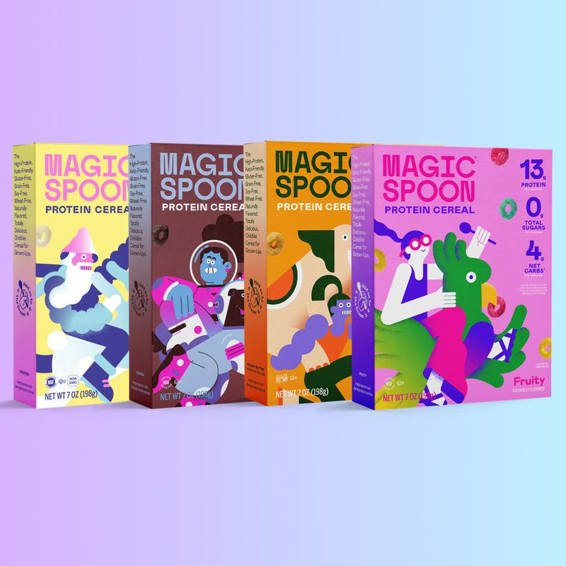 Magic Spoon Protein Cereal Variety 4 Pack - Fruity, Peanut Butter, Cocoa, Frosted - Breakfast Cereal Chocolate Food Sweet Snack