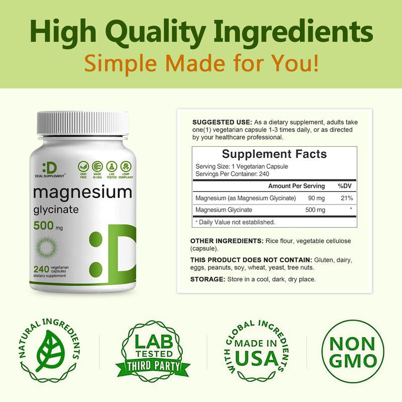 DEAL SUPPLEMENT Magnesium Glycinate+Vitamin D3&K2 BUNDLE | Muscle, Joint, Bones, Nerve Function, Sleep, Heart, Immune System Healthcare