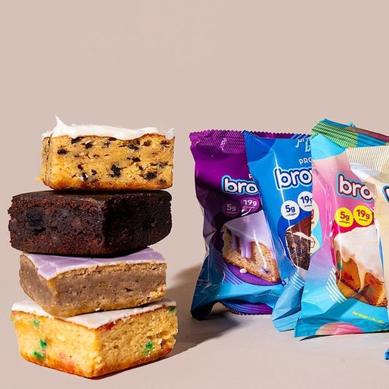 Prime Bites Protein Brownie Variety Pack - 19G Protein and 5G Collagen Chocolate Dessert