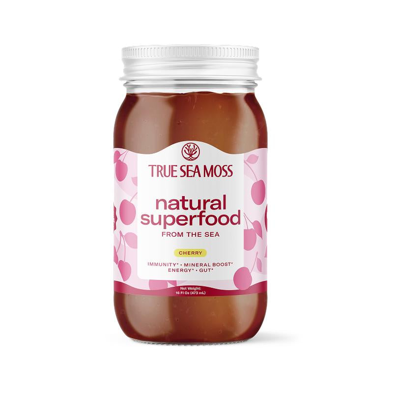 [LIMITED] Trueseamoss Cherry Irish Sea Moss Gel – Rich in Minerals & Vitamins – Supports Immune, Improves Digestion, Boost Energy, Skin & Hair Health - Made in USA