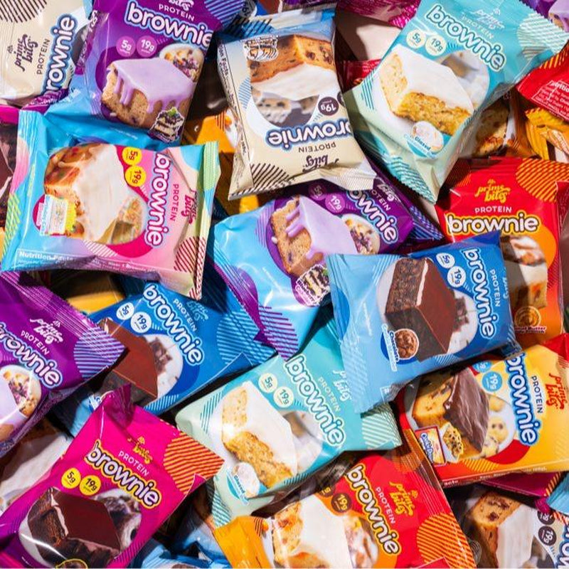 Prime Bites Protein Brownie Variety Pack - 19G Protein and 5G Collagen Chocolate Dessert