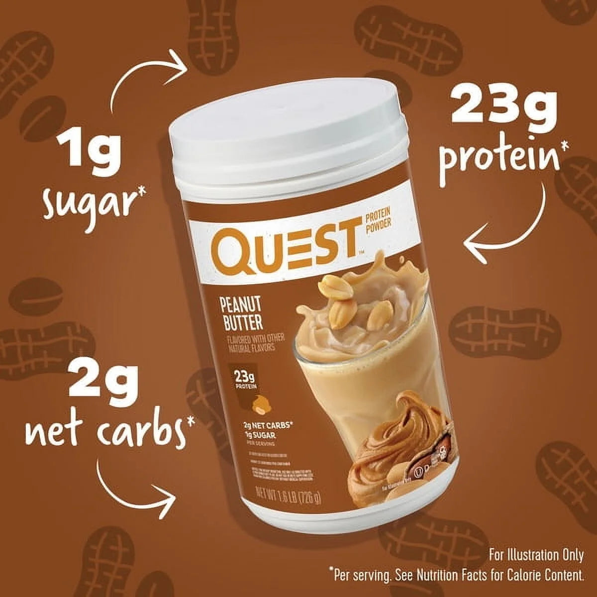 Quest Protein Powder, Peanut Butter, 24G Protein, 1.6 Lb 25.6 Oz