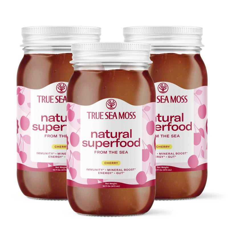 [LIMITED] Trueseamoss Cherry Irish Sea Moss Gel – Rich in Minerals & Vitamins – Supports Immune, Improves Digestion, Boost Energy, Skin & Hair Health - Made in USA