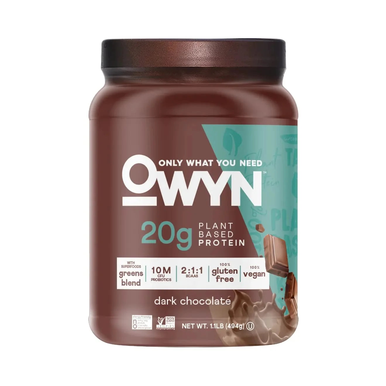 Plant Based Protein Powder, 20G Protein, Dark Chocolate, 1.1 Lbs