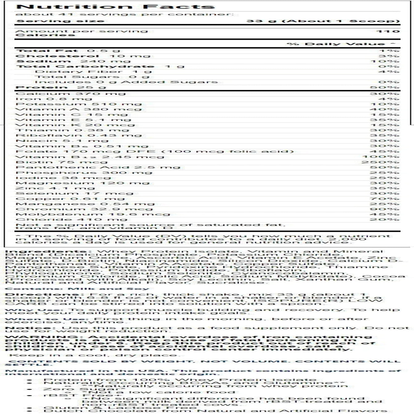 Zero Carb Protein Powder, Vanilla, 25G Protein, 3 Lb