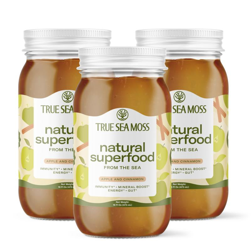 Trueseamoss Apple/Cinnamon Irish Sea Moss Gel – Rich in Minerals & Vitamins – Supports Immune, Improves Digestion, Boost Energy, Skin & Hair Health - Made in USA