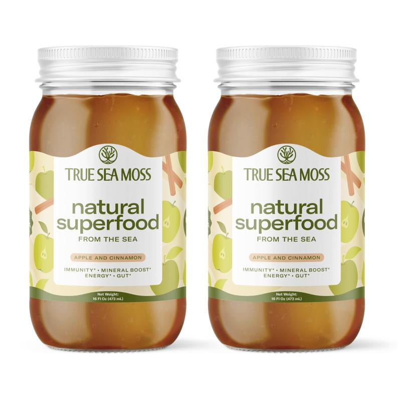 Trueseamoss Apple/Cinnamon Irish Sea Moss Gel – Rich in Minerals & Vitamins – Supports Immune, Improves Digestion, Boost Energy, Skin & Hair Health - Made in USA