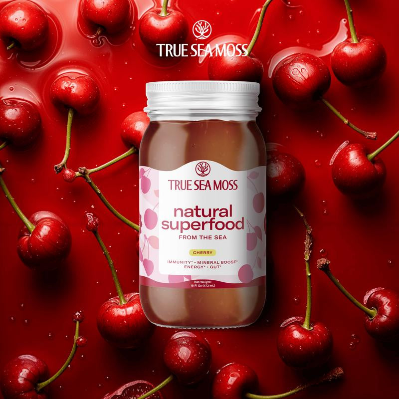 [LIMITED] Trueseamoss Cherry Irish Sea Moss Gel – Rich in Minerals & Vitamins – Supports Immune, Improves Digestion, Boost Energy, Skin & Hair Health - Made in USA