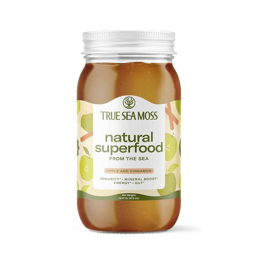 Trueseamoss Apple/Cinnamon Irish Sea Moss Gel – Rich in Minerals & Vitamins – Supports Immune, Improves Digestion, Boost Energy, Skin & Hair Health - Made in USA