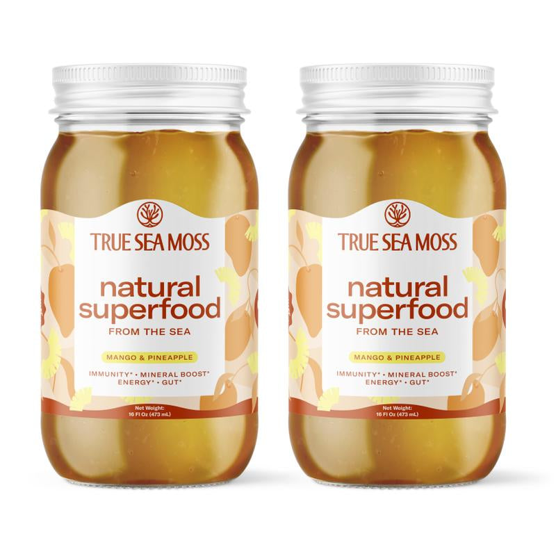 Trueseamoss Mango-Pineapple Irish Sea Moss Gel – Rich in Minerals & Vitamins – Supports Immune, Improves Digestion, Boost Energy, Skin & Hair Health - Made in USA