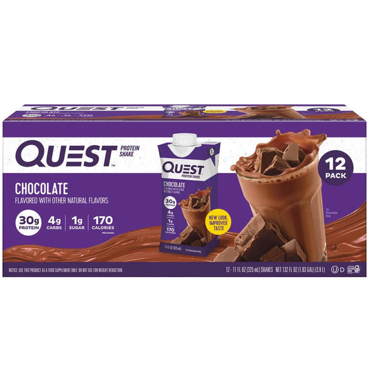 Quest Protein Shake, Chocolate, 30G Protein, 12 Ct
